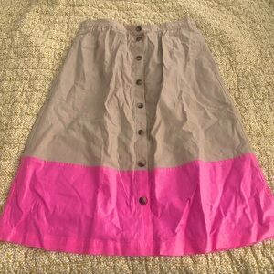 J. Crew comfortable two-toned khaki and pink skirt, size large